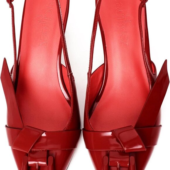 Women Heels Faux Leather 2.6 Inch Pointed Toe Kitten Slip On Party Pumps - Picture 6 of 6